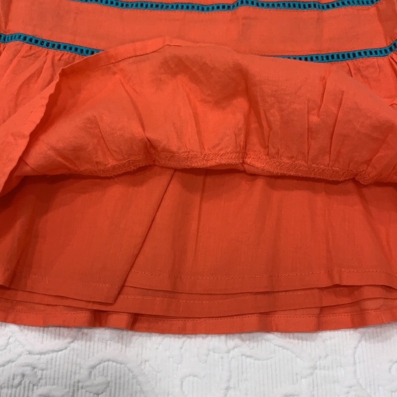 Mini Boden Coral & Turquoise Linen Dress Girls 4-5 - Picture 6 of 6